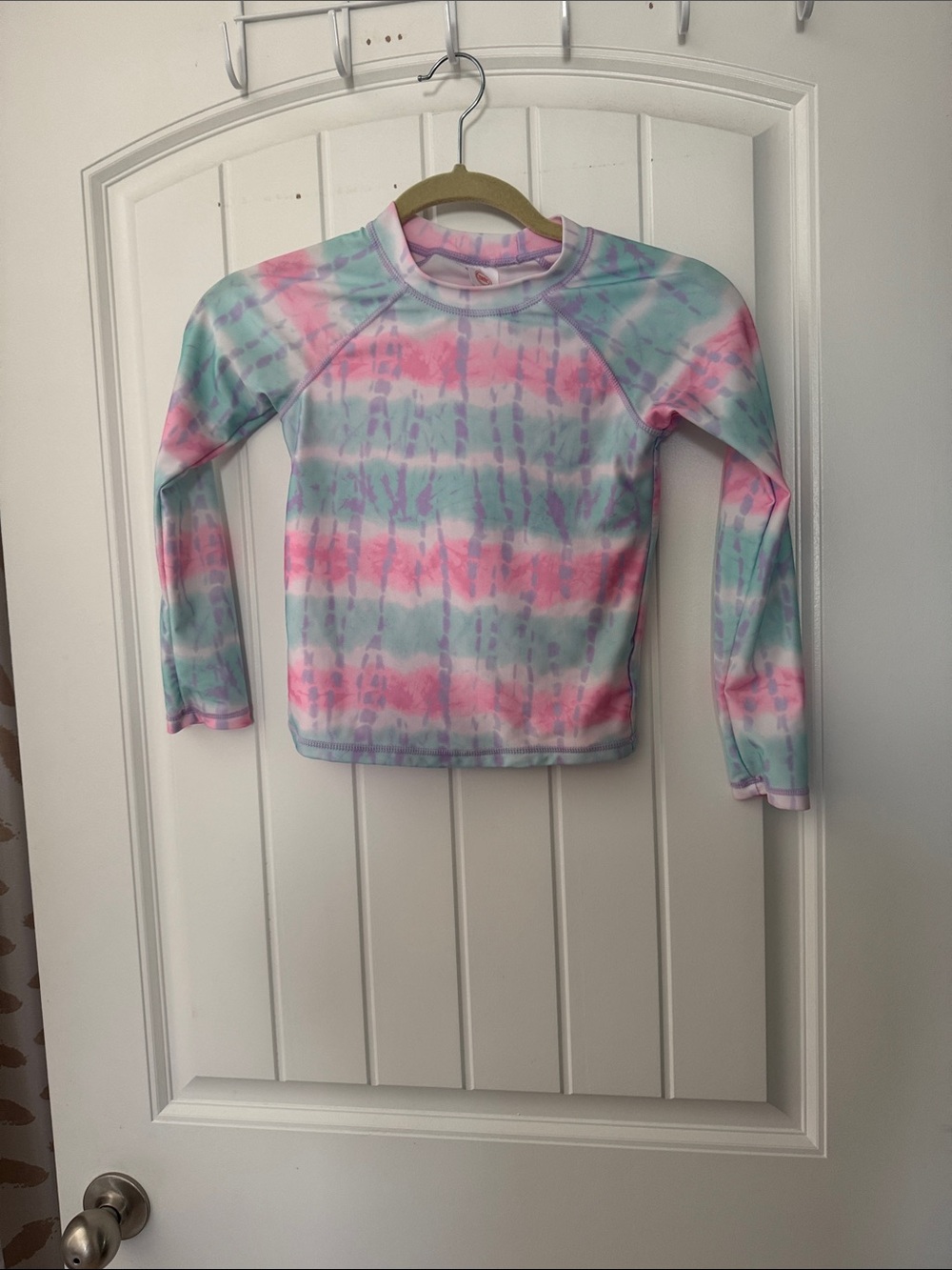 wonder nation Pink & Mint Tie-Dye Long Sleeve Rashguard